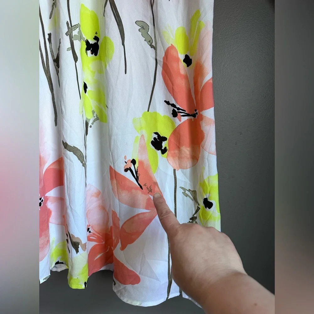 Lane Bryant Retro Floral Printed Chiffon Shift Midi Dress Plus Size 26/28 (4XL) - Picture 5 of 16